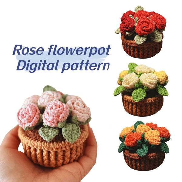 crochet rose flowerpot pattern