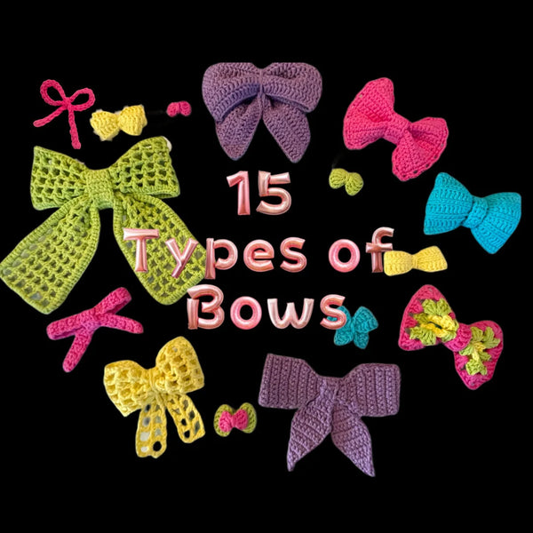 CROCHET  BOW PATTERN  15 types of bows digital pattern